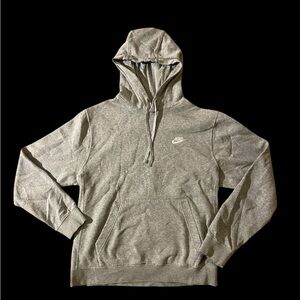 Nike Hoodie Men Med Gray Swoosh Hooded Pullover Sportwear Club Jersey Sweatshirt